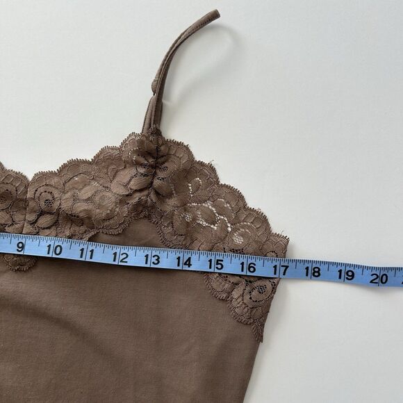 Garnet Hill Lace Accented Cami Tank Brown Womens Size Medium Adjustable Straps - Picture 5 of 8